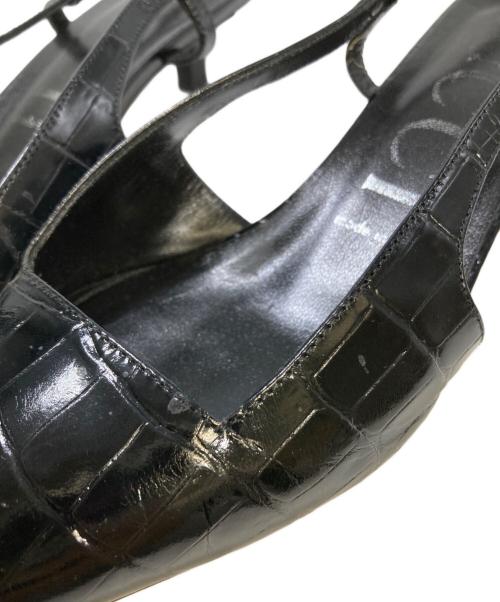 GUCCI（グッチ）GUCCI (グッチ) 型押しスリングバックミュール ブラック サイズ:38の古着・服飾アイテム