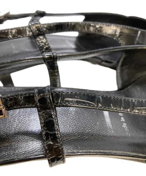 GUCCI（グッチ）GUCCI (グッチ) 型押しスリングバックミュール ブラック サイズ:38の古着・服飾アイテム