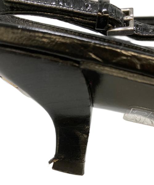 GUCCI（グッチ）GUCCI (グッチ) 型押しスリングバックミュール ブラック サイズ:38の古着・服飾アイテム