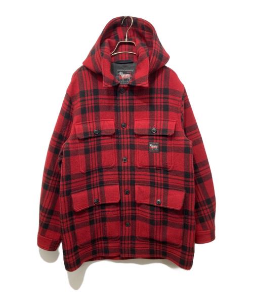 WOOLRICH（ウールリッチ）WOOLRICH (ウールリッチ) チェッククルーザーフーデッドジャケット レッド×ブラック サイズ:Mの古着・服飾アイテム