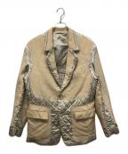 ISSEY MIYAKEイッセイミヤケ）の古着「異素材ドッキングテーラードジャケット」｜ベージュ