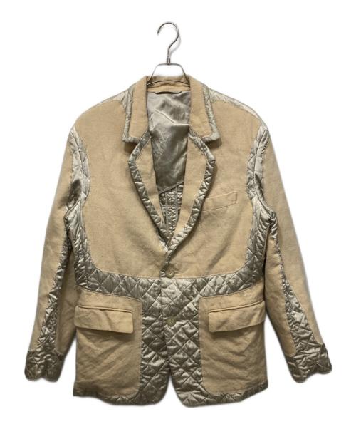 ISSEY MIYAKE（イッセイミヤケ）ISSEY MIYAKE (イッセイミヤケ) 異素材ドッキングテーラードジャケット ベージュ サイズ:Mの古着・服飾アイテム