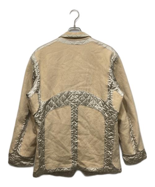 ISSEY MIYAKE（イッセイミヤケ）ISSEY MIYAKE (イッセイミヤケ) 異素材ドッキングテーラードジャケット ベージュ サイズ:Mの古着・服飾アイテム