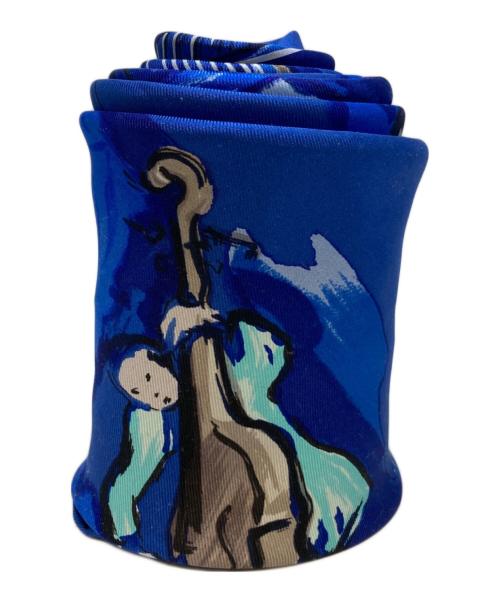 HERMES（エルメス）HERMES (エルメス) CONCERTO 協奏曲 カレ90シルクスカーフ ネイビーの古着・服飾アイテム