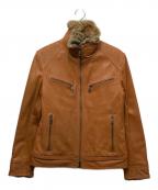 BURBERRY BLACK LABELバーバリーブラックレーベル）の古着「ファー付シングルレザージャケット」｜ブラウン