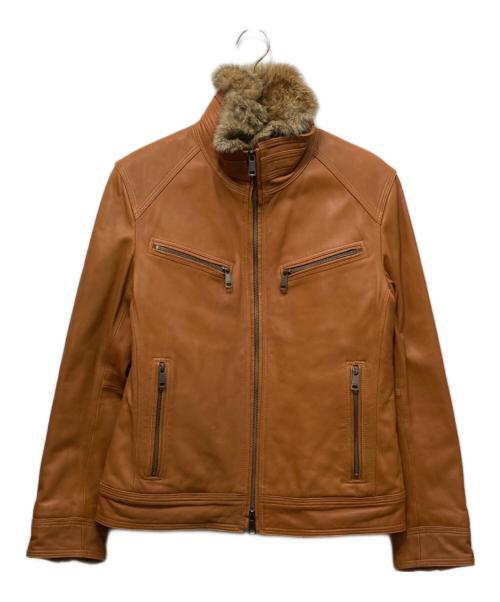 BURBERRY BLACK LABEL（バーバリーブラックレーベル）BURBERRY BLACK LABEL (バーバリーブラックレーベル) ファー付シングルレザージャケット ブラウン サイズ:Mの古着・服飾アイテム
