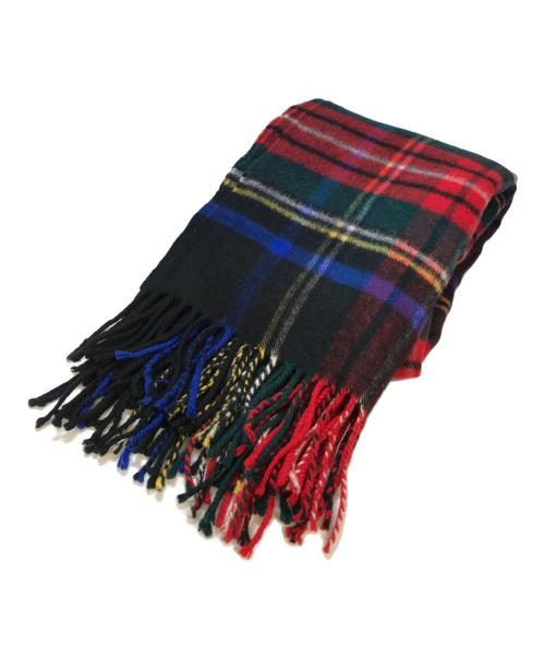 JOHNSTONS OF ELGIN（ジョンストンズオブエルガン）JOHNSTONS OF ELGIN (ジョンストンズオブエルガン) カシミヤ大判チェックマフラー ブラック×レッドの古着・服飾アイテム