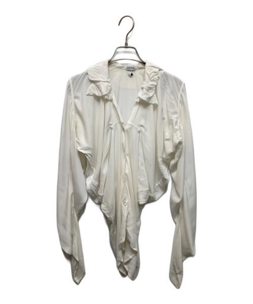 LOEWE（ロエベ）LOEWE (ロエベ) ドレープ レーヨンブラウス ホワイト サイズ:34の古着・服飾アイテム