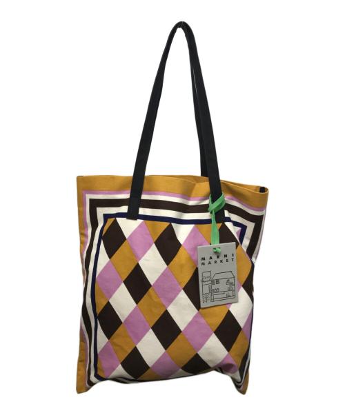 MARNI（マルニ）MARNI (マルニ) フラワーカフェ バンダナトートバッグ ベージュ×ピンクの古着・服飾アイテム