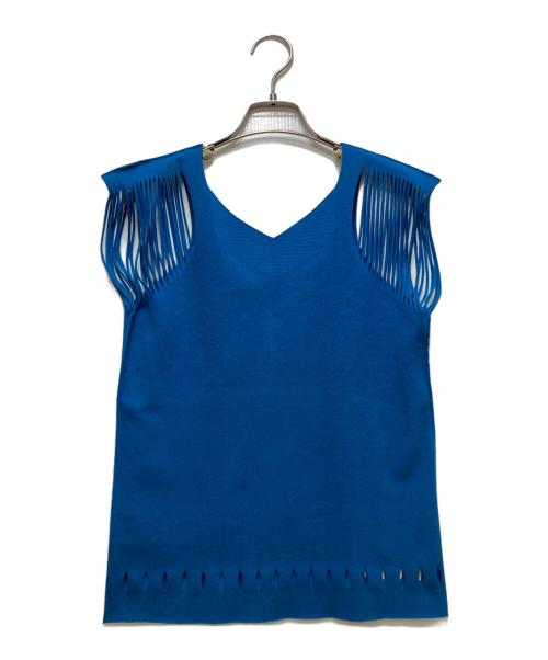 ISSEY MIYAKE（イッセイミヤケ）ISSEY MIYAKE (イッセイミヤケ) ノースリーブデザインカットソー ブルー サイズ:2の古着・服飾アイテム