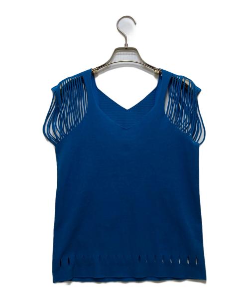 ISSEY MIYAKE（イッセイミヤケ）ISSEY MIYAKE (イッセイミヤケ) ノースリーブデザインカットソー ブルー サイズ:2の古着・服飾アイテム