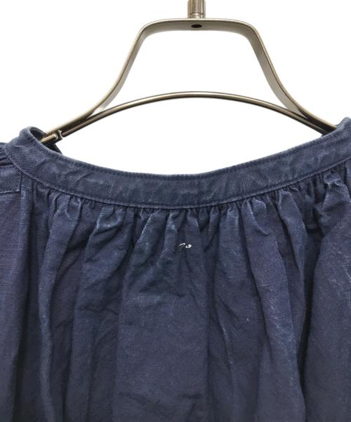 OUTIL（ウティ）OUTIL (ウティ) リネン混ギャザーワンピース ネイビーの古着・服飾アイテム