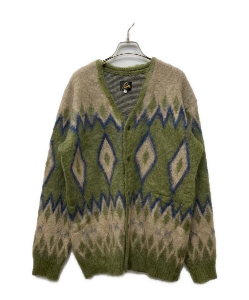 Needles（ニードルズ）Needles (ニードルズ) ダイヤモンドモヘアカーディガン グリーン×ベージュ サイズ:Sの古着・服飾アイテム
