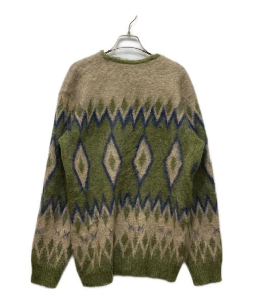 Needles（ニードルズ）Needles (ニードルズ) ダイヤモンドモヘアカーディガン グリーン×ベージュ サイズ:Sの古着・服飾アイテム
