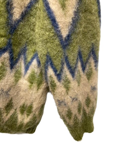 Needles（ニードルズ）Needles (ニードルズ) ダイヤモンドモヘアカーディガン グリーン×ベージュ サイズ:Sの古着・服飾アイテム