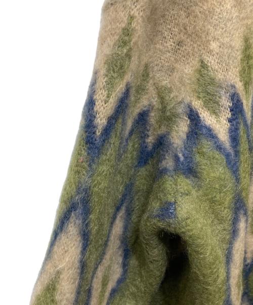 Needles（ニードルズ）Needles (ニードルズ) ダイヤモンドモヘアカーディガン グリーン×ベージュ サイズ:Sの古着・服飾アイテム