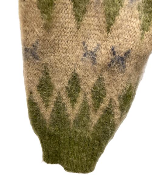 Needles（ニードルズ）Needles (ニードルズ) ダイヤモンドモヘアカーディガン グリーン×ベージュ サイズ:Sの古着・服飾アイテム