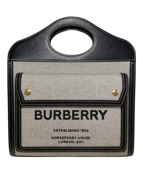 BURBERRY（バーバリー）BURBERRY (バーバリー) MINI POCKET 2WAYバッグ グレー×ブラックの古着・服飾アイテム
