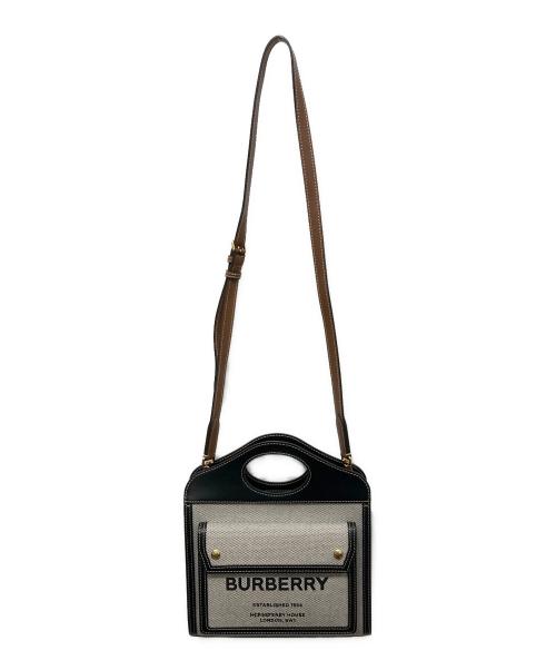 BURBERRY（バーバリー）BURBERRY (バーバリー) MINI POCKET 2WAYバッグ グレー×ブラックの古着・服飾アイテム