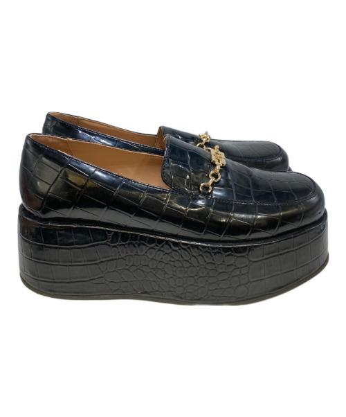 GANNI（ガニー）Ganni (ガニー) Patent Croco Butterfly Chain Platform Loafers ブラック サイズ:38の古着・服飾アイテム