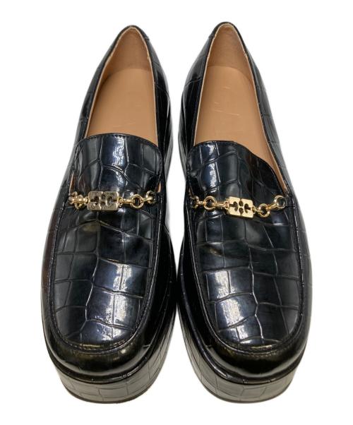 GANNI（ガニー）Ganni (ガニー) Patent Croco Butterfly Chain Platform Loafers ブラック サイズ:38の古着・服飾アイテム