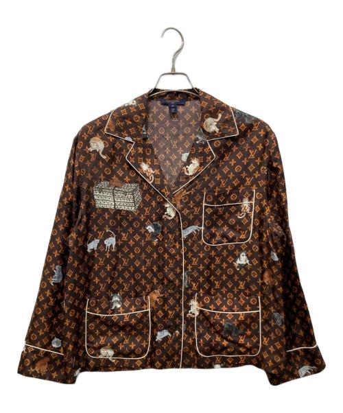 LOUIS VUITTON（ルイ ヴィトン）LOUIS VUITTON (ルイ ヴィトン) キャットグラム LV シャツ パジャマ ブラウン サイズ:38の古着・服飾アイテム