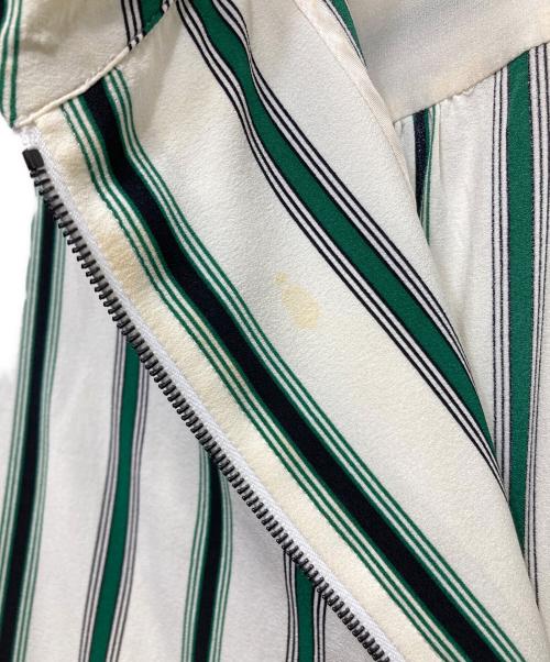 LOUIS VUITTON（ルイ ヴィトン）LOUIS VUITTON (ルイ ヴィトン) ジップアップストライプワンピース ベージュ×グリーン サイズ:40の古着・服飾アイテム