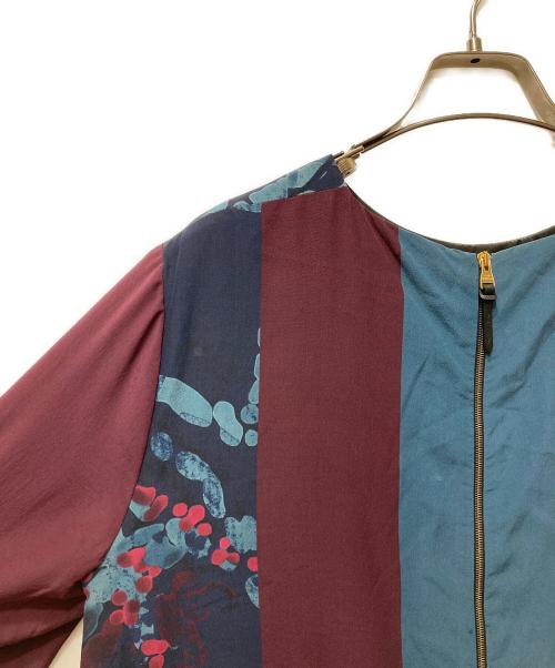 LOUIS VUITTON（ルイ ヴィトン）LOUIS VUITTON (ルイ ヴィトン) フラワープリントシルクワンピース ネイビー サイズ:40の古着・服飾アイテム