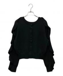CLANE（クラネ）の古着「W FACE SHOULDER FRILL KNIT CARDIGAN」｜ブラック