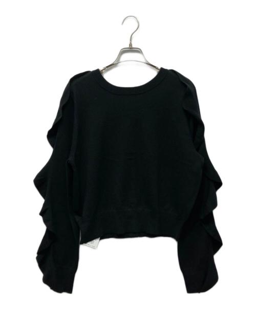 CLANE（クラネ）CLANE (クラネ) W FACE SHOULDER FRILL KNIT CARDIGAN ブラック サイズ:2の古着・服飾アイテム