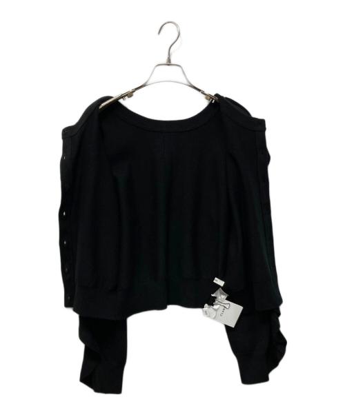 CLANE（クラネ）CLANE (クラネ) W FACE SHOULDER FRILL KNIT CARDIGAN ブラック サイズ:2の古着・服飾アイテム