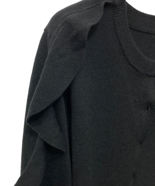CLANE（クラネ）CLANE (クラネ) W FACE SHOULDER FRILL KNIT CARDIGAN ブラック サイズ:2の古着・服飾アイテム