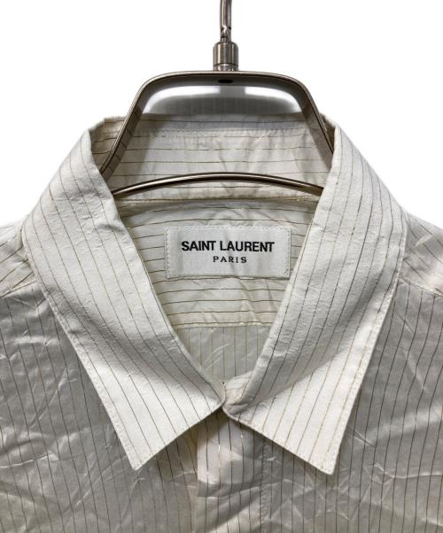 Saint Laurent Paris（サンローランパリ）Saint Laurent Paris (サンローランパリ) シルクストライプシャツ ベージュ サイズ:SIZE 36の古着・服飾アイテム