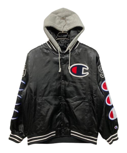 SUPREME（シュプリーム）Supreme (シュプリーム) Champion (チャンピオン) Hooded Satin Varsity Jacket ブラック サイズ:Mの古着・服飾アイテム