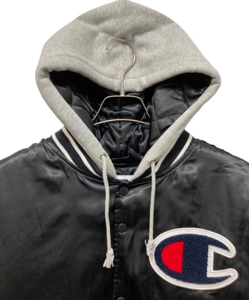 SUPREME（シュプリーム）Supreme (シュプリーム) Champion (チャンピオン) Hooded Satin Varsity Jacket ブラック サイズ:Mの古着・服飾アイテム