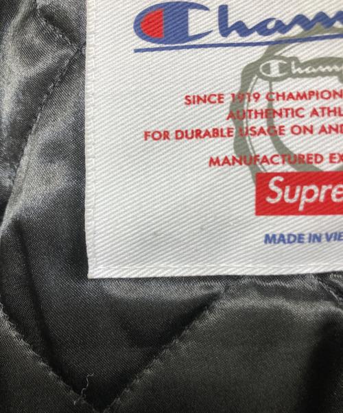 SUPREME（シュプリーム）Supreme (シュプリーム) Champion (チャンピオン) Hooded Satin Varsity Jacket ブラック サイズ:Mの古着・服飾アイテム