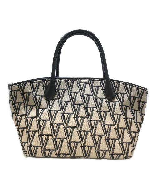 SHiME（シィメ）SHIME (シィメ) VERMEIL par iena (ヴェルメイユ パー イエナ) 別注ジャガードハンドバッグ ホワイト×ブラックの古着・服飾アイテム