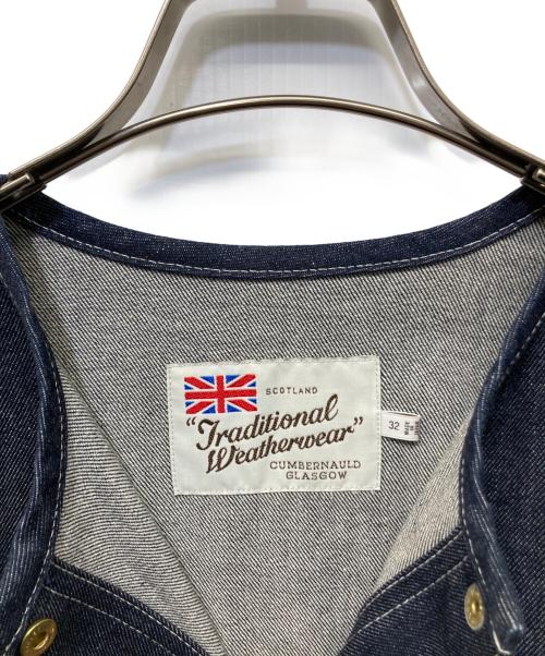 Traditional Weatherwear（トラディショナルウェザーウェア）Traditional Weatherwear (トラディショナルウェザーウェア) ARKLEY ノーカラーデニムジャケット インディゴ サイズ:SIZE 32の古着・服飾アイテム