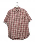 stussyステューシー）の古着「OLD S/Sチェックシャツ」｜ベージュ×ピンク