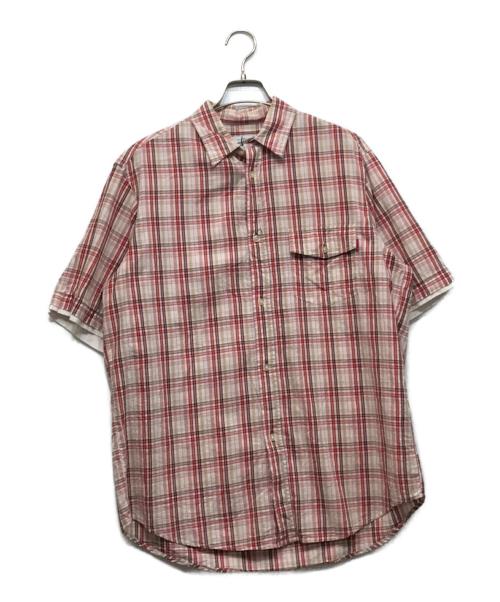 stussy（ステューシー）stussy (ステューシー) OLD S/Sチェックシャツ ベージュ×ピンク サイズ:Mの古着・服飾アイテム