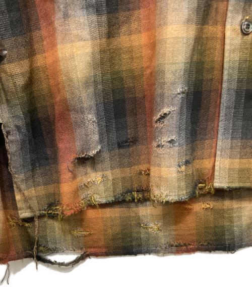 ANCELLM（アンセルム）ANCELLM (アンセルム) R/C CHECK CRASH LS SHIRT ブラウン サイズ:2の古着・服飾アイテム