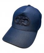 Salvatore Ferragamoサルヴァトーレ フェラガモ）の古着「ガンチーニ レザーパッチキャップ」｜ネイビー