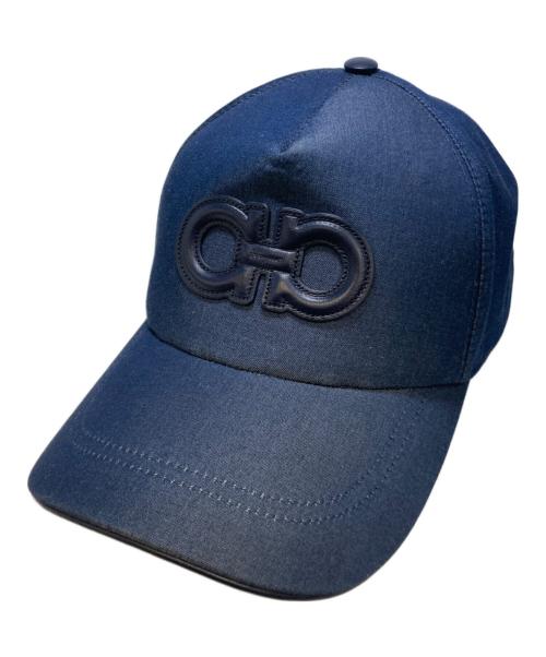 Salvatore Ferragamo（サルヴァトーレ フェラガモ）Salvatore Ferragamo (サルヴァトーレ フェラガモ) ガンチーニ レザーパッチキャップ ネイビー サイズ:SIZE Freeの古着・服飾アイテム