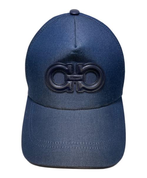Salvatore Ferragamo（サルヴァトーレ フェラガモ）Salvatore Ferragamo (サルヴァトーレ フェラガモ) ガンチーニ レザーパッチキャップ ネイビー サイズ:SIZE Freeの古着・服飾アイテム