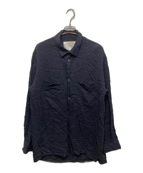 STUDIO NICHOLSON（スタジオ ニコルソン）STUDIO NICHOLSON (スタジオ ニコルソン) シアサッカーストライプシャツ ネイビー サイズ:Ⅿの古着・服飾アイテム