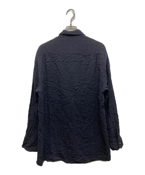 STUDIO NICHOLSON（スタジオ ニコルソン）STUDIO NICHOLSON (スタジオ ニコルソン) シアサッカーストライプシャツ ネイビー サイズ:Ⅿの古着・服飾アイテム