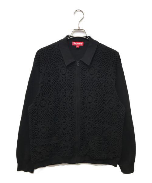 SUPREME（シュプリーム）Supreme (シュプリーム) Crochet Zip Up Cardigan ブラック サイズ:XLの古着・服飾アイテム
