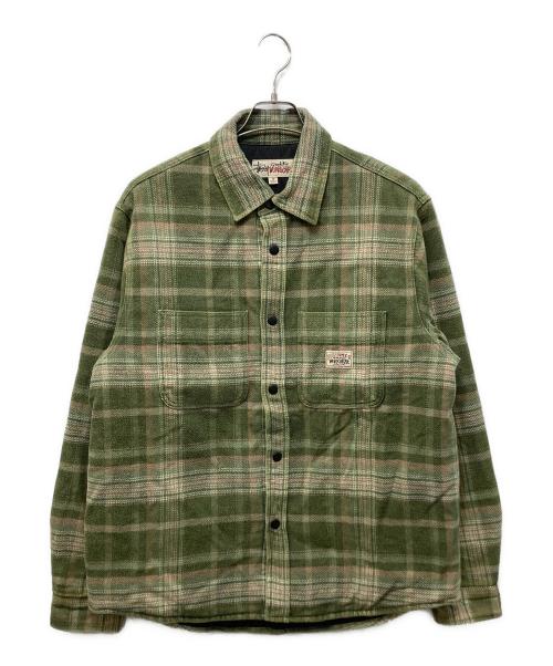 stussy（ステューシー）stussy (ステューシー) チェックキルティングシャツジャケット グリーン サイズ:Ｍの古着・服飾アイテム