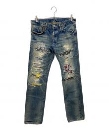 Hysteric Glamour（ヒステリックグラマー）の古着「CPR加工リペアクラッシュスタッズデニム」｜インディゴ