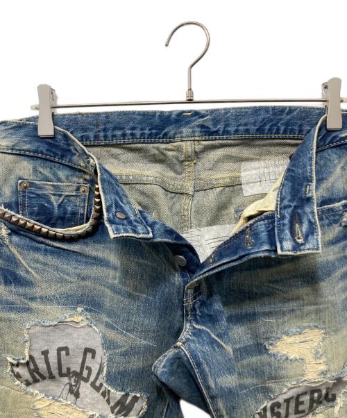 Hysteric Glamour（ヒステリックグラマー）Hysteric Glamour (ヒステリックグラマー) CPR加工リペアクラッシュスタッズデニム インディゴ サイズ:32の古着・服飾アイテム